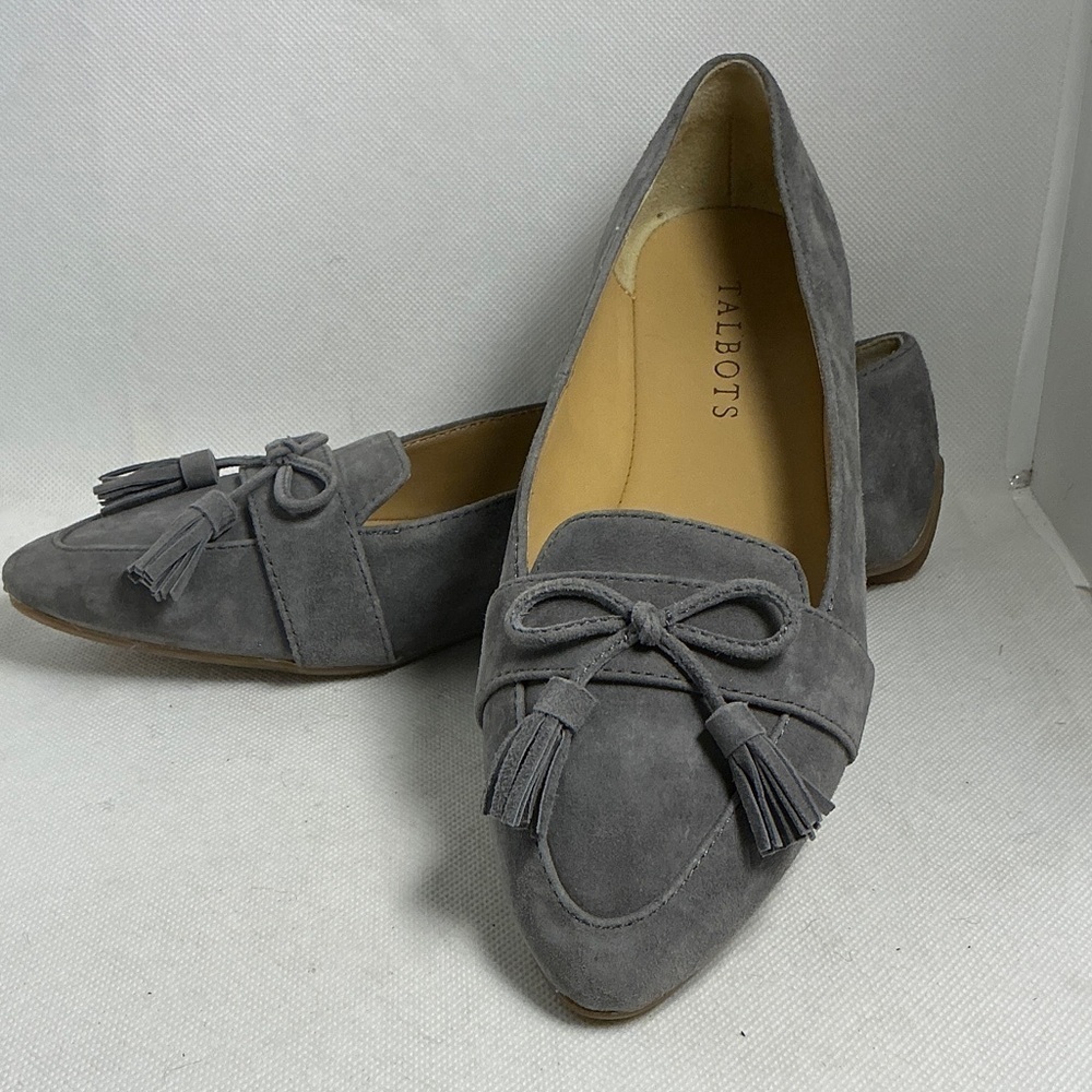 Talbots Gray Suede Tassel Loafer Flats Leather Women’s Size 5